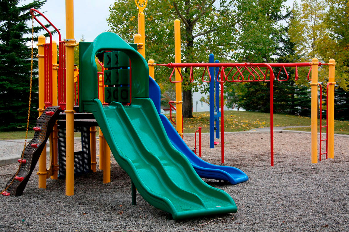 Playground equipment are used to stimulate the development